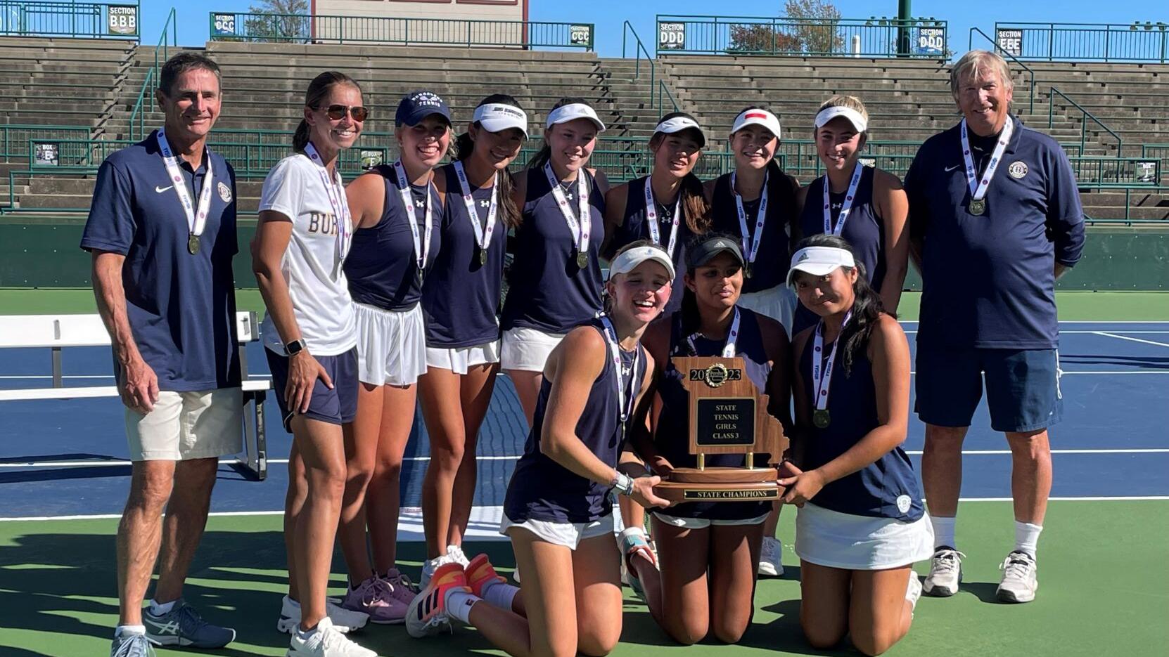 John Burroughs rolls to 12th girls team tennis state championship in program history
